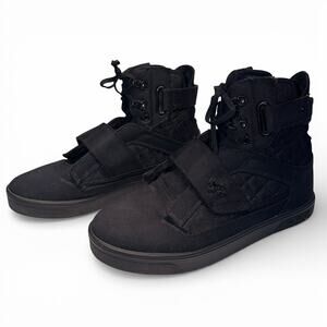 Vlado High-Top Strap Sneakers in Black Mens Vlado Knight IG-1160-2S Black Silver Leather High Top  main image 2